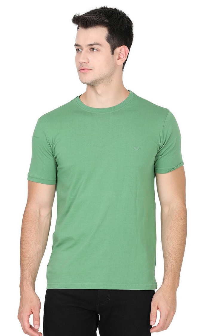 JB-CR-32M MINT GREEN Men's Green Cotton Solid T-Shirts