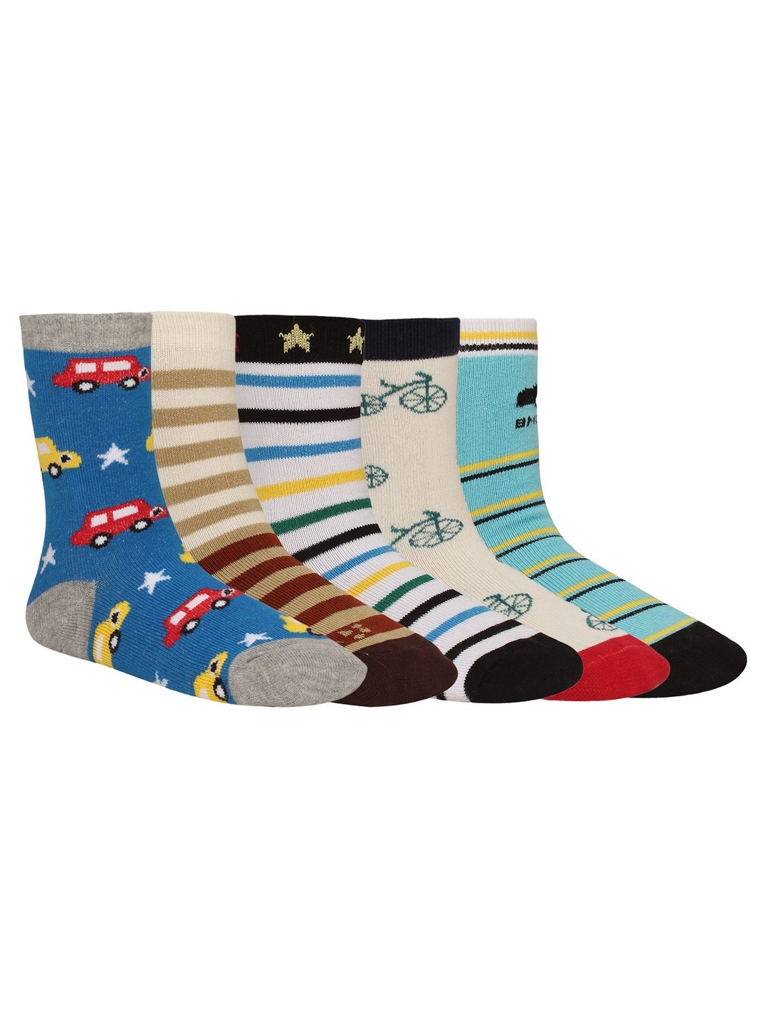 CREATURE | Creature Printed Multicolored Cotton Socks for Kids - Combo Pack of 5