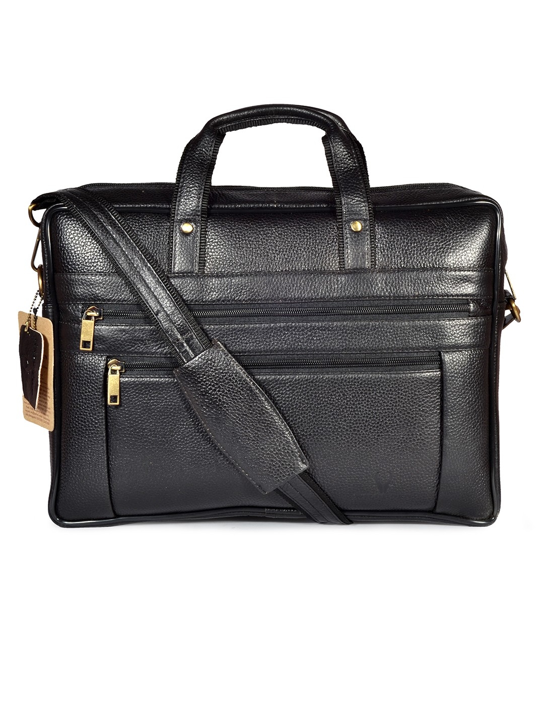 WildHorn | WildHorn 100% Genuine Leather Black Laptop Bag for Men 
