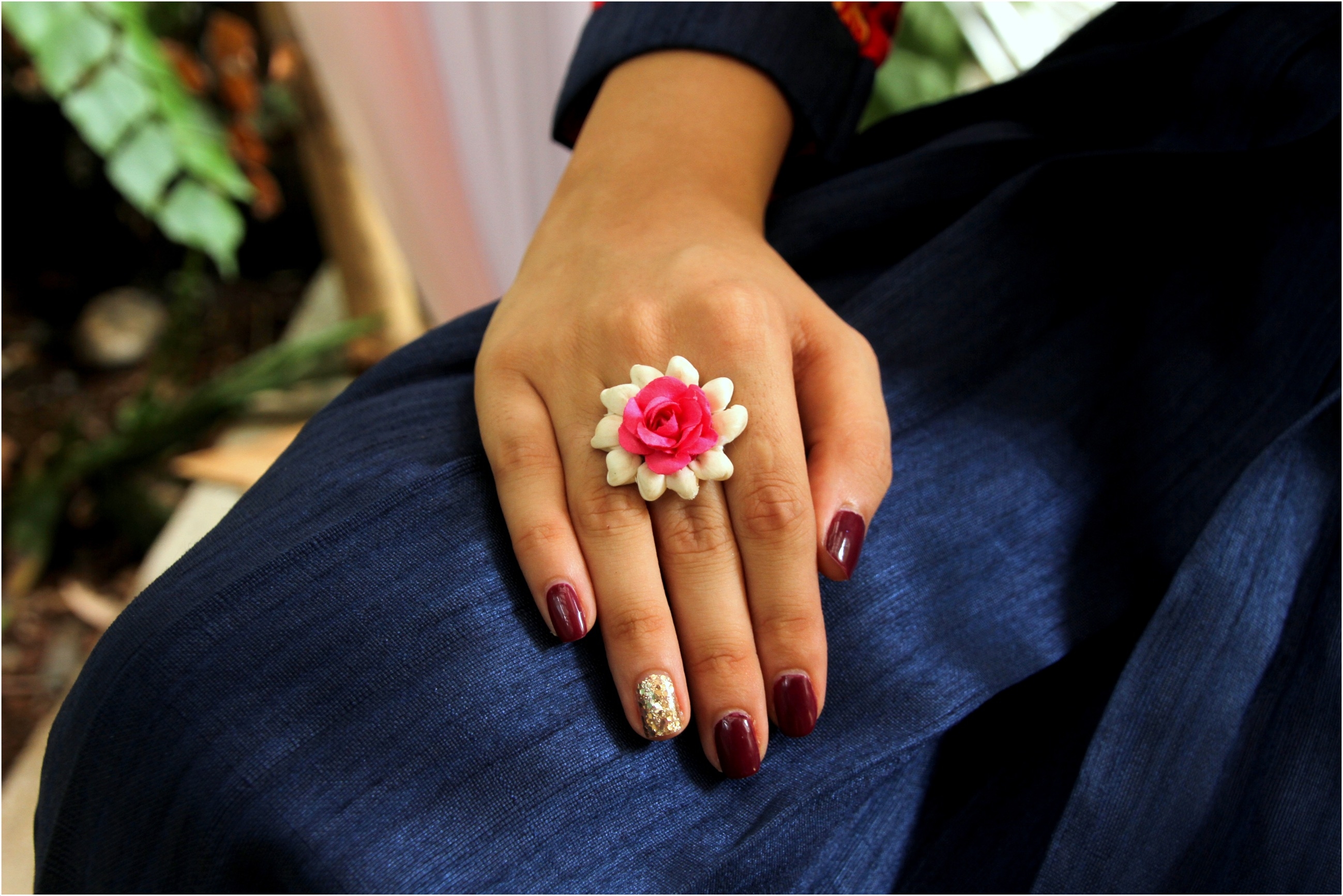 Pink & White Floral Ring for Women 