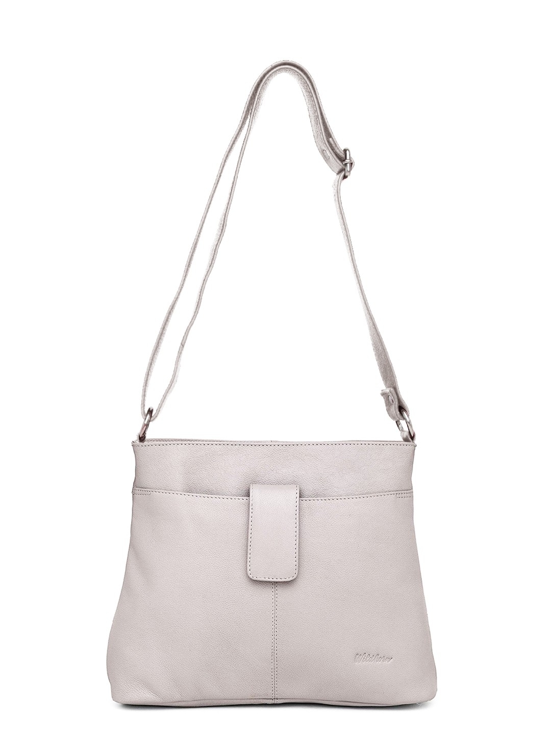 WildHorn | WildHorn Upper Grain Genuine Leather Ladies Cross-body Hand Bag with Adjustable Strap - Off White