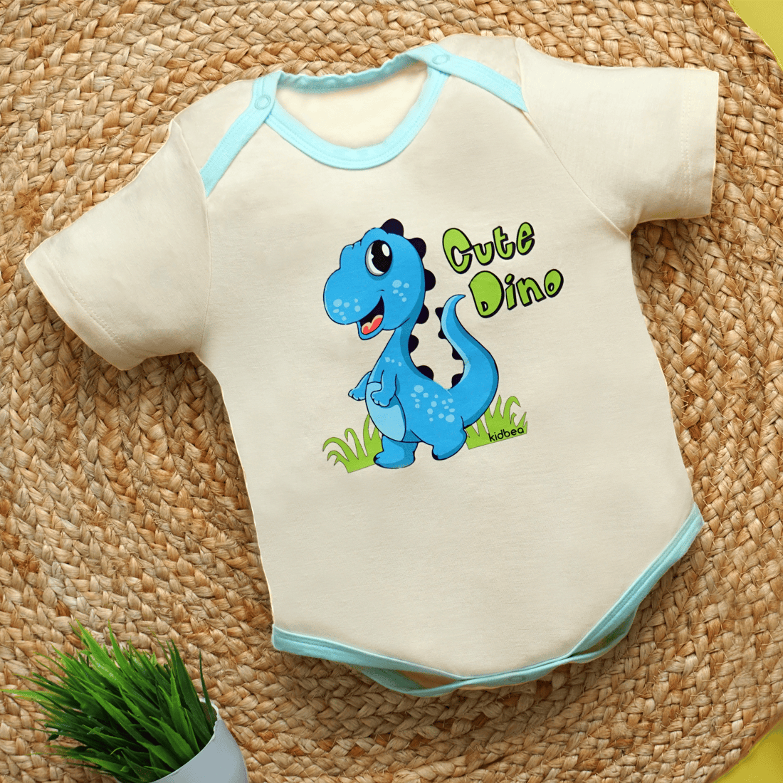 Kidbea Bamboo Soft Fabric onesies/Onesie For Baby Boys-Sand Dino