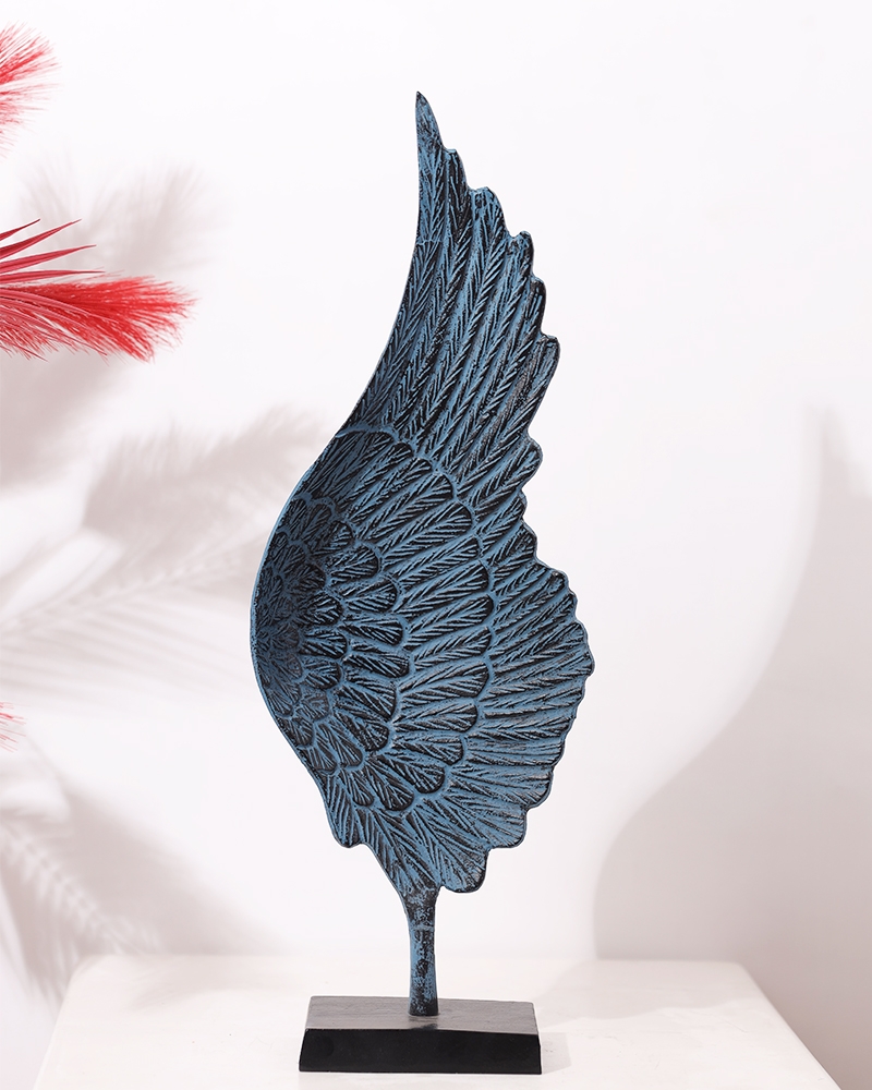 Order Happiness | Order Happiness Metal Blue Color Right Angel Wings Table Top Showpiece (Pack Of 1) For Home Decoration, Living Room & Office