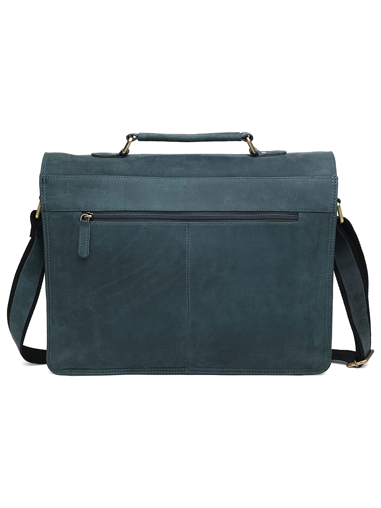 Buy WildHorn 100% Genuine Classic Leather Blue Laptop Bag for Men ...
