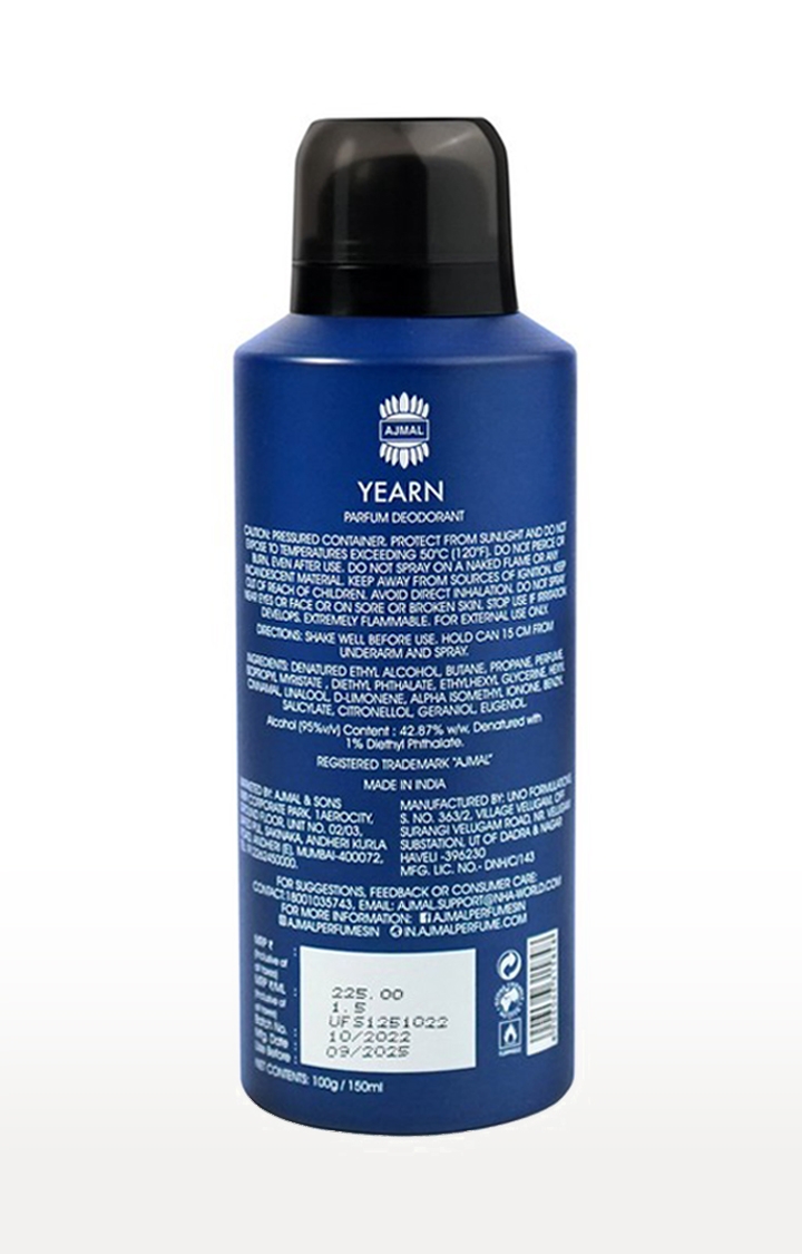 Ajmal Yearn Deodorant Aquatic Perfume 150ML Long Lasting Scent Spray Party Wear Gift For Men