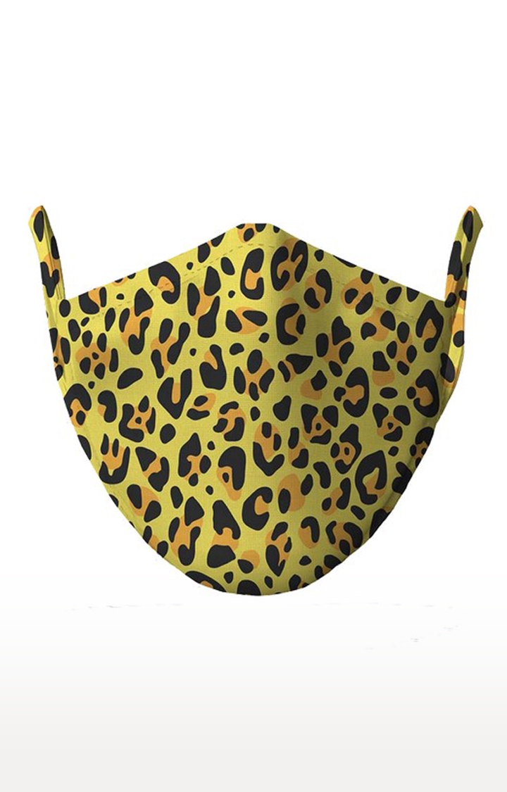 Whats Down | Yellow Leopard Cotton Reusable Face Mask