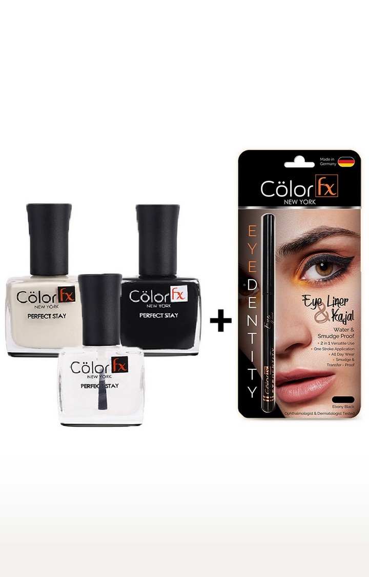 Color Fx | Color Fx Premium Non-Toxic Nail Polish and Kajal, Yin Yang Combo, Set of 4