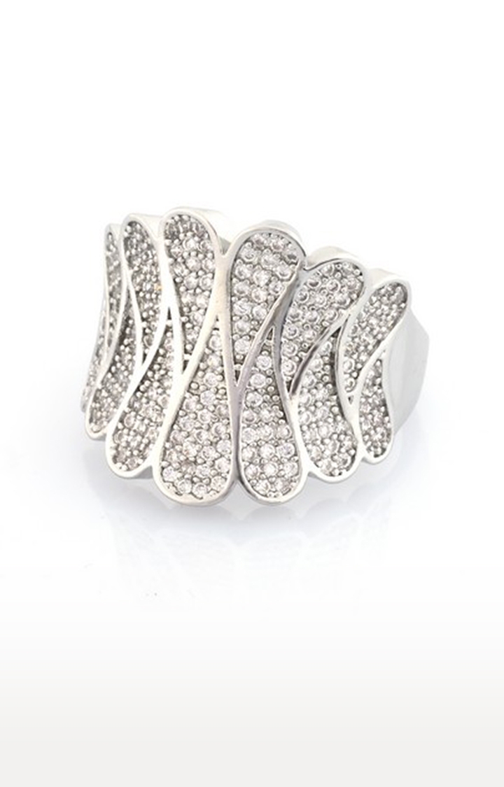 55Carat | White Brass Silver Plated Cubic Zircon Rings