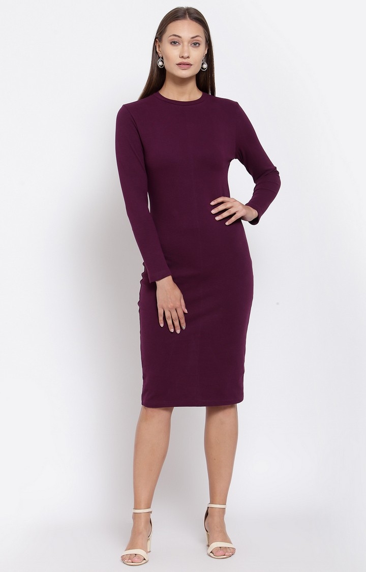 YOONOY | Purple Solid Bodycon Dress