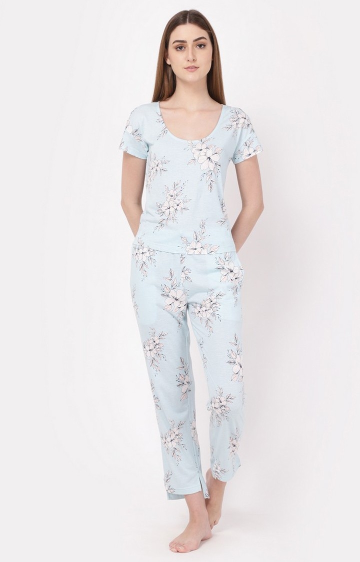 YOONOY | Blue Printed Nightwear Sets