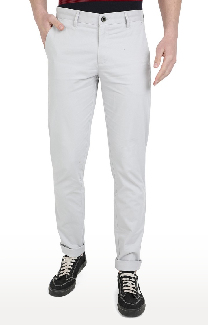 JBCT221/1,STEEL GRAY Men's Grey Cotton Solid Trousers