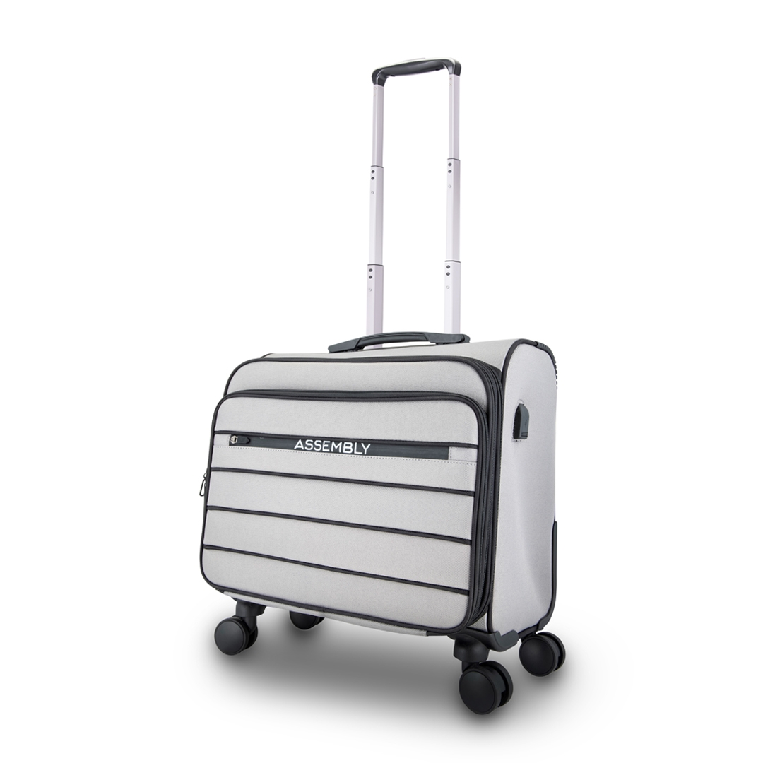 Assembly | Small Cabin Luggage (17 inch) - Overnighter Luggage Trolley | USB Charging Port | 17” | 4 Wheels - Grey