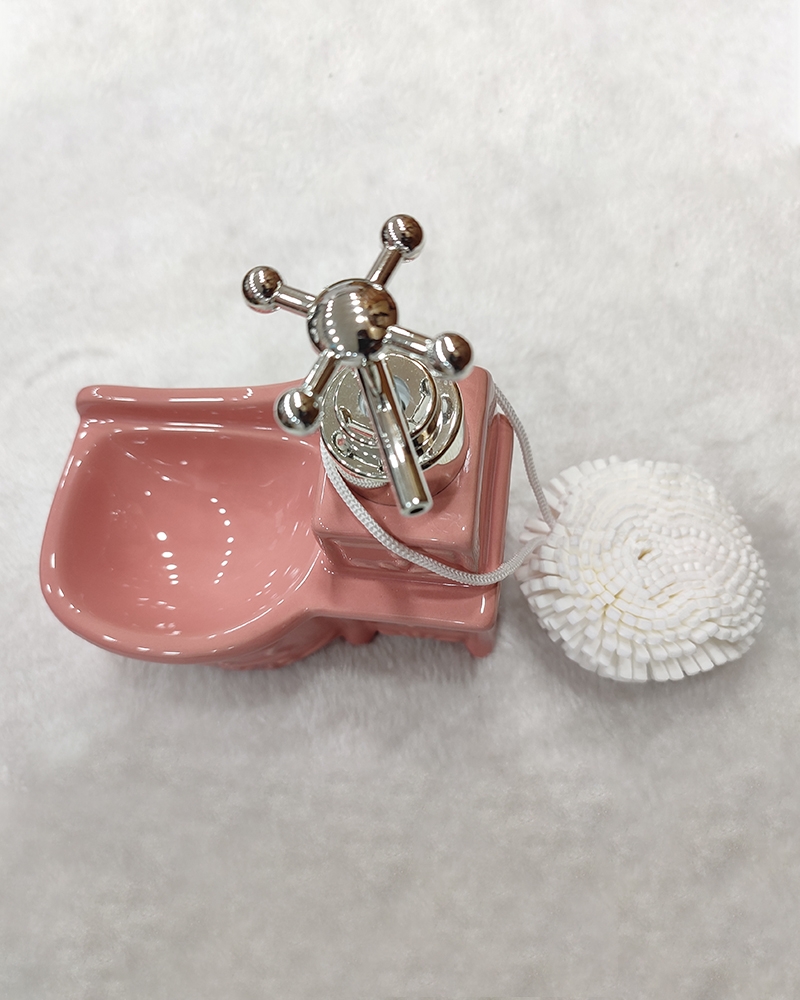 Order Happiness | Order Happiness Classic Vintage Liquid Soap Dispenser With Sponge - Pink