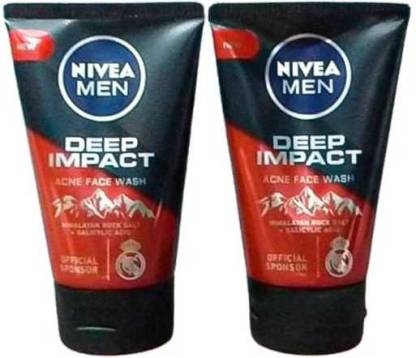 Nivea | Nivea Men Deep Impact Acne With Himalayan Rock Salt Face Wash (Pack Of 2)