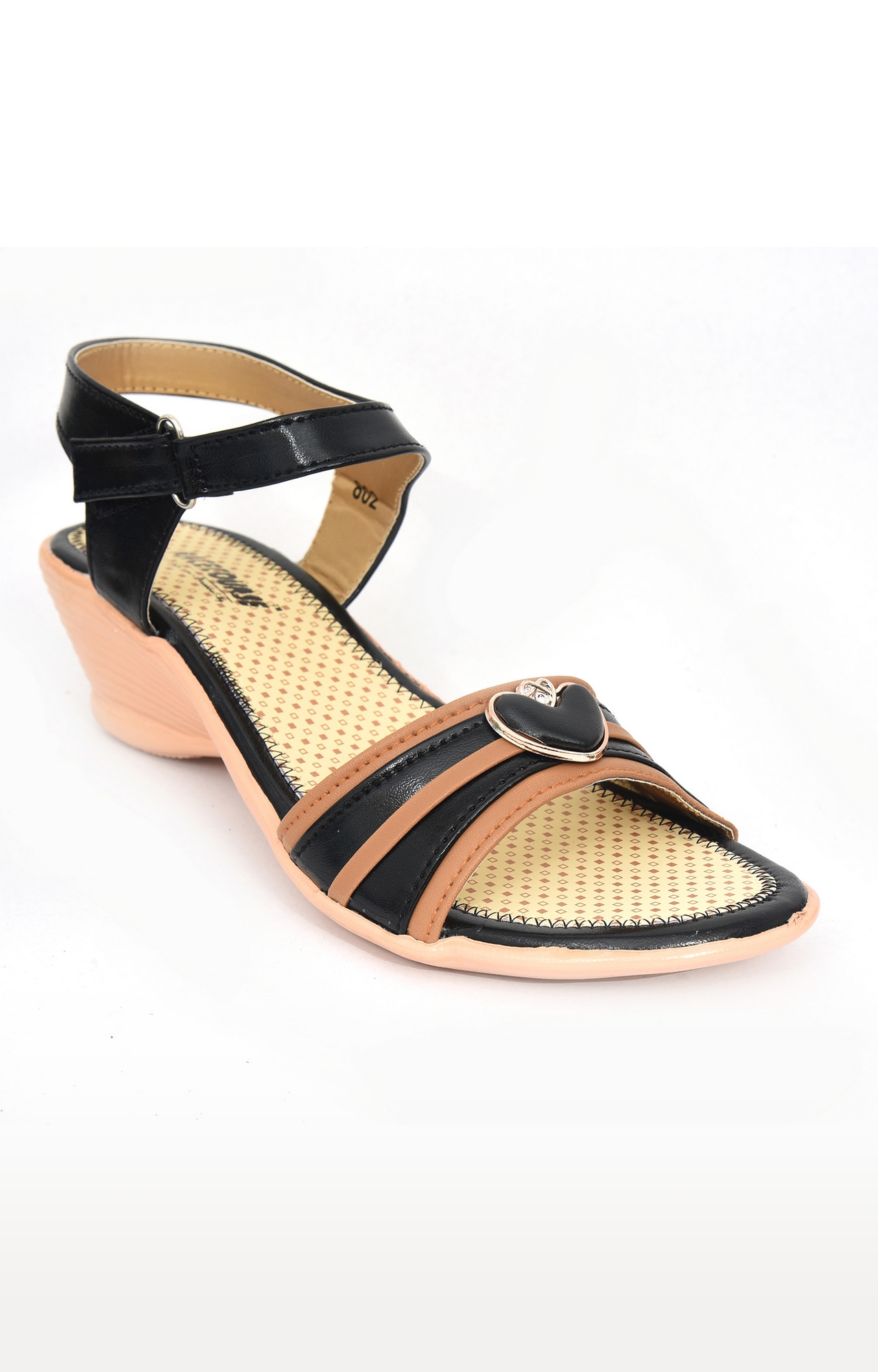 Racecourse | Racecourse Women's Type Sole Wedges Heel Artificial Leather Back Belt Sandal With the Heel Height of 2 Inch 802 Black