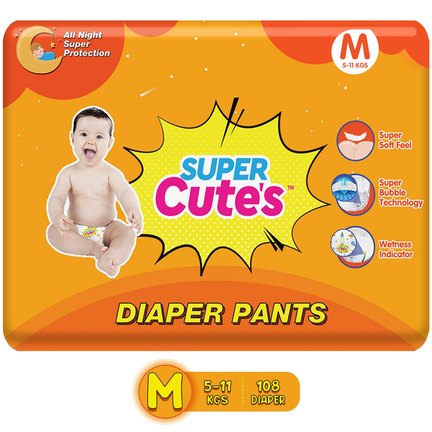 Super Cute's | Super Cute's Wonder Pullups Diaper - Medium (5-8 Kg) - 36 Pieces (Combo Of 2)