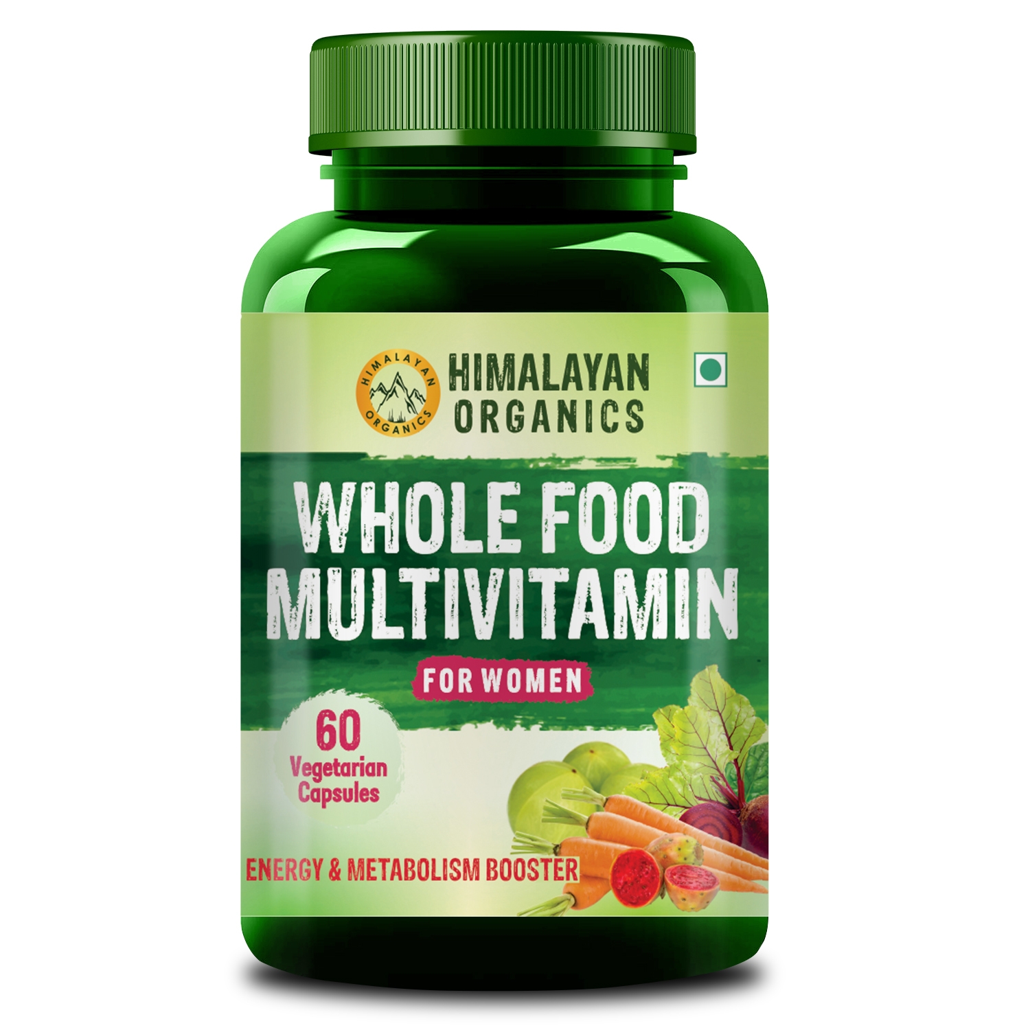 Himalayan Organics | Himalayan Organics Whole Food Multivitamin for Women || With Natural Vitamins, Minerals, Extracts || Best for Energy, Brain, Bone Health || 60 Veg Capsules