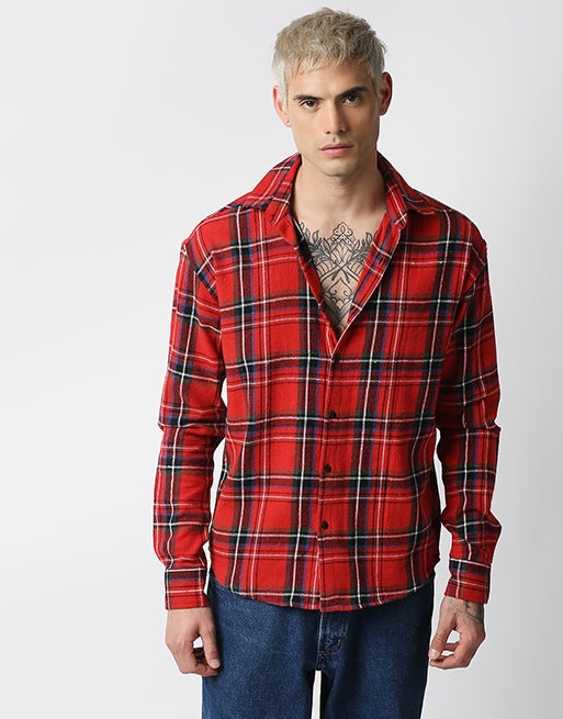 Hemsters | Hemsters Red Relaxed fit Checkered Shirt