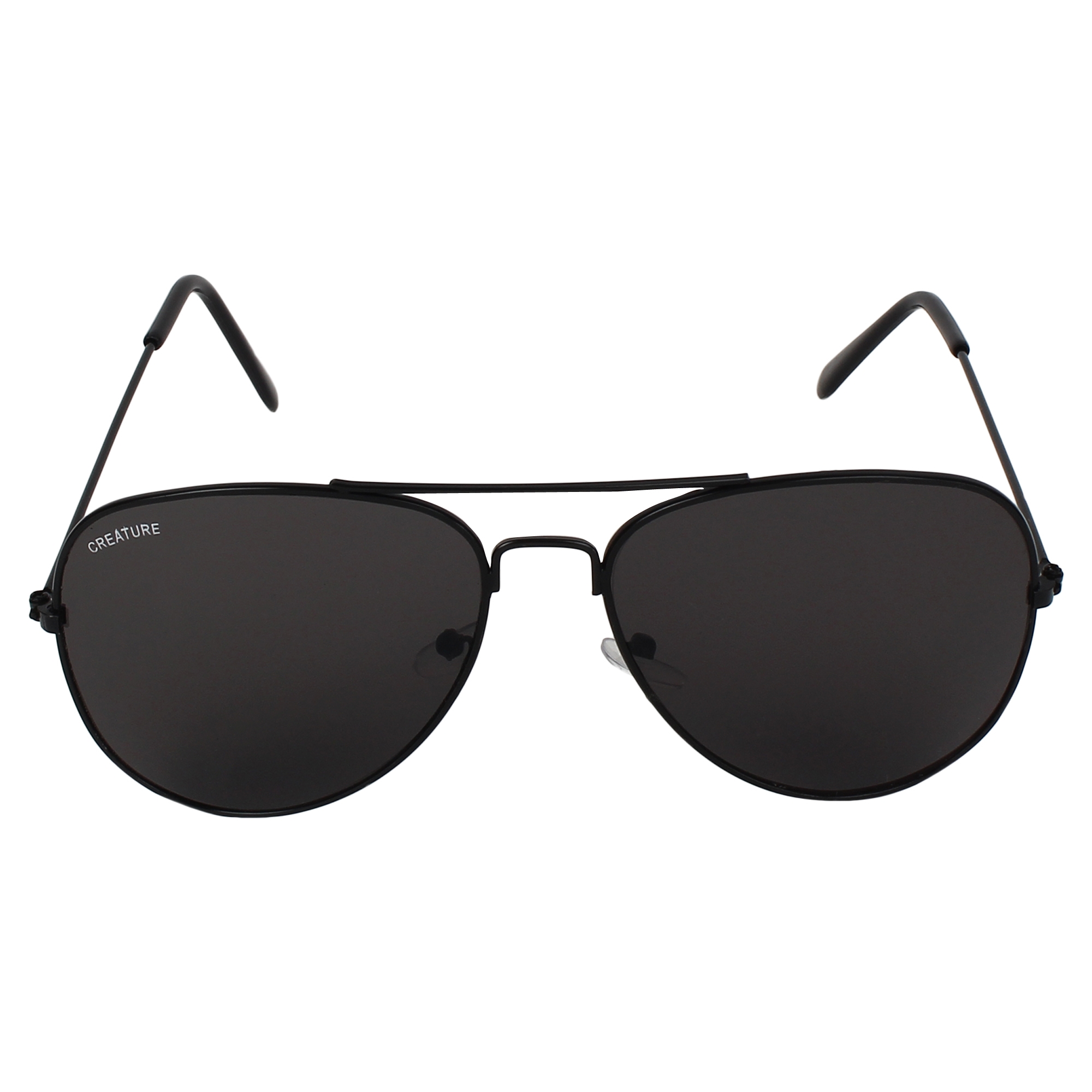 CREATURE | CREATURE Basic Black Aviator UV-Protected Unisex Sunglasses (Lens-Black|Frame-Black)