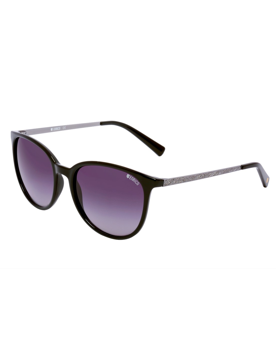 ENRICO | Enrico Dates Uv Protected Round Shape Sunglasses For Women ( Lens - Purple | Frame - Black)