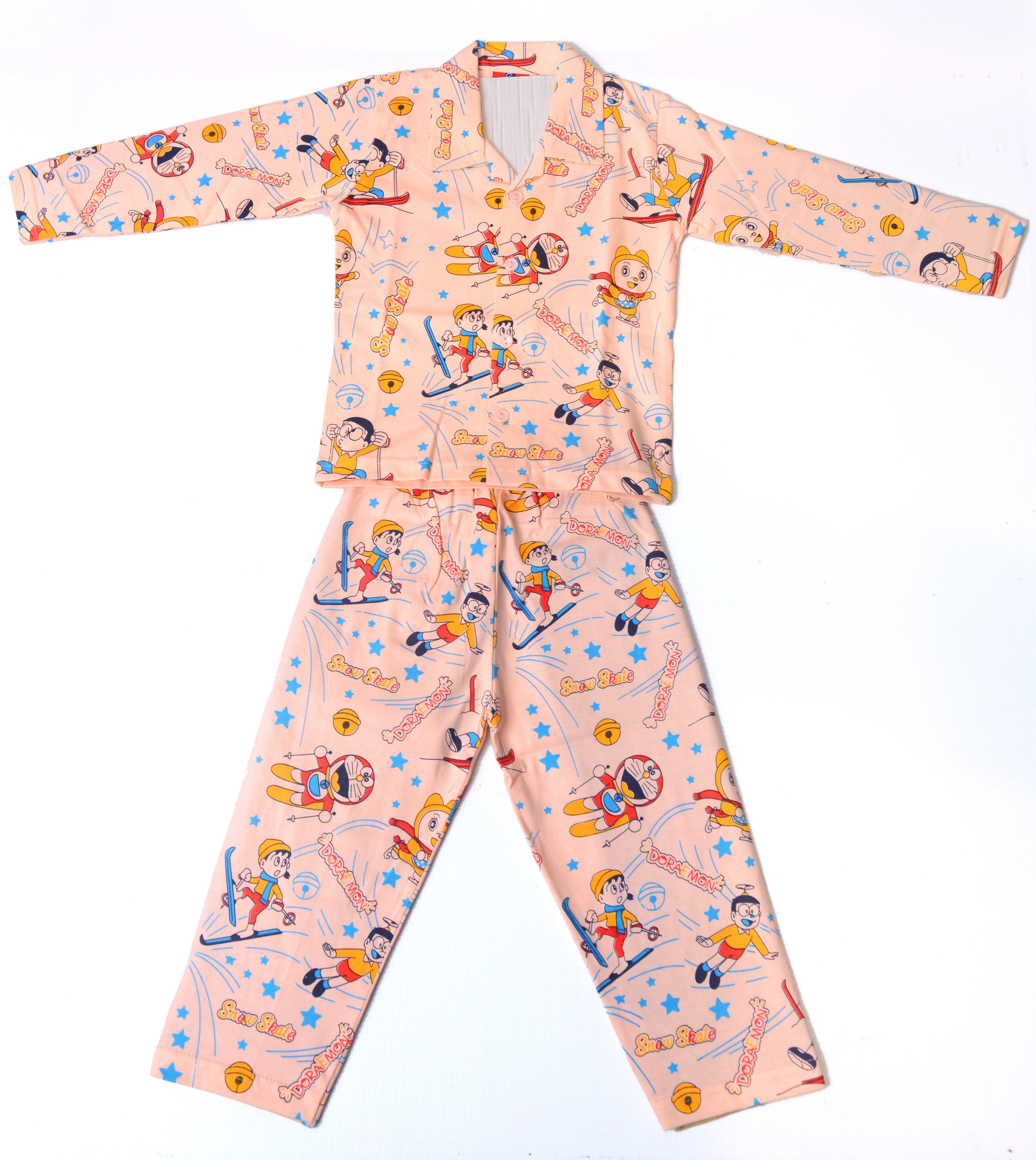 AAAKAR | Stylish Boy's Orange Graphic Printed Shirt And Pyjama Set