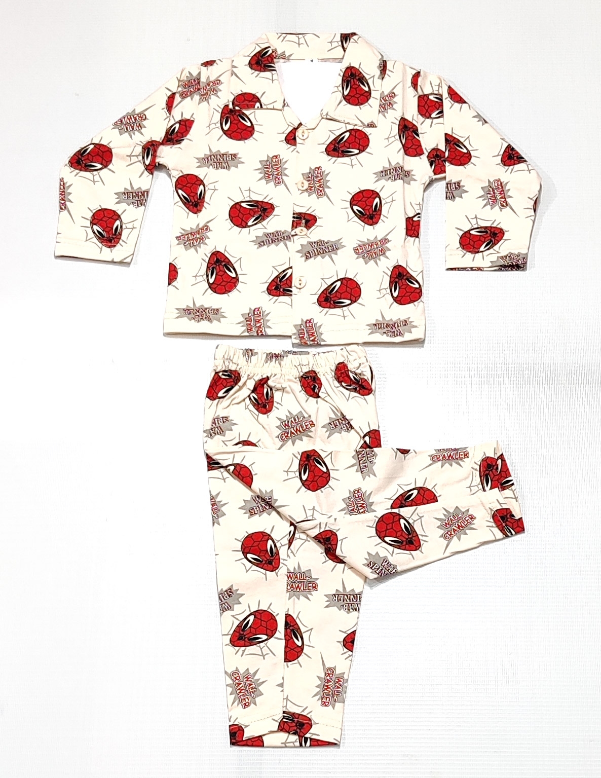 AAAKAR | Boy's Red Spiderman Printed Full Sleeve NightSuit Set 