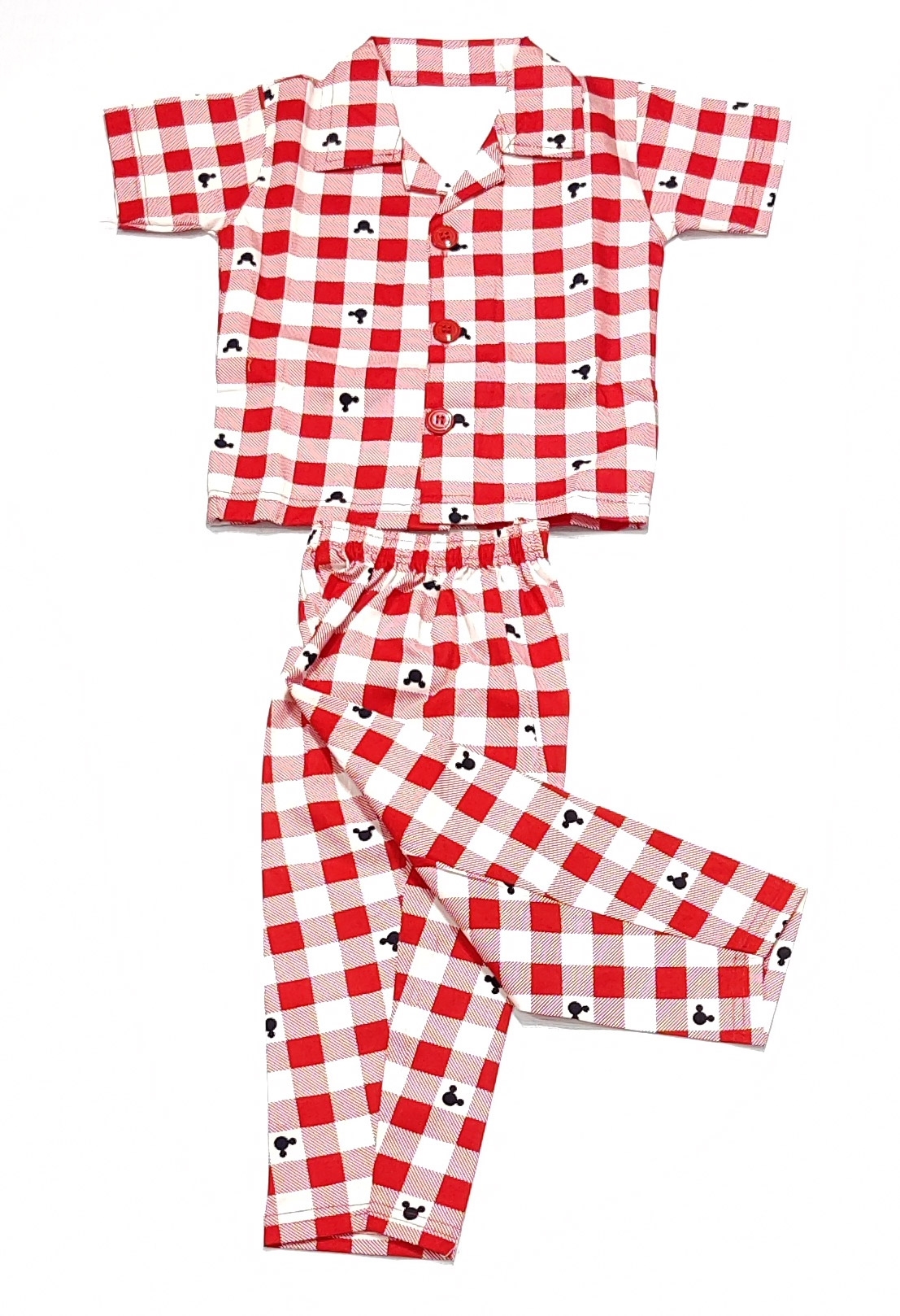 AAAKAR | Red Stylish Graphic Printed Cotton Blend Nightsuit Set