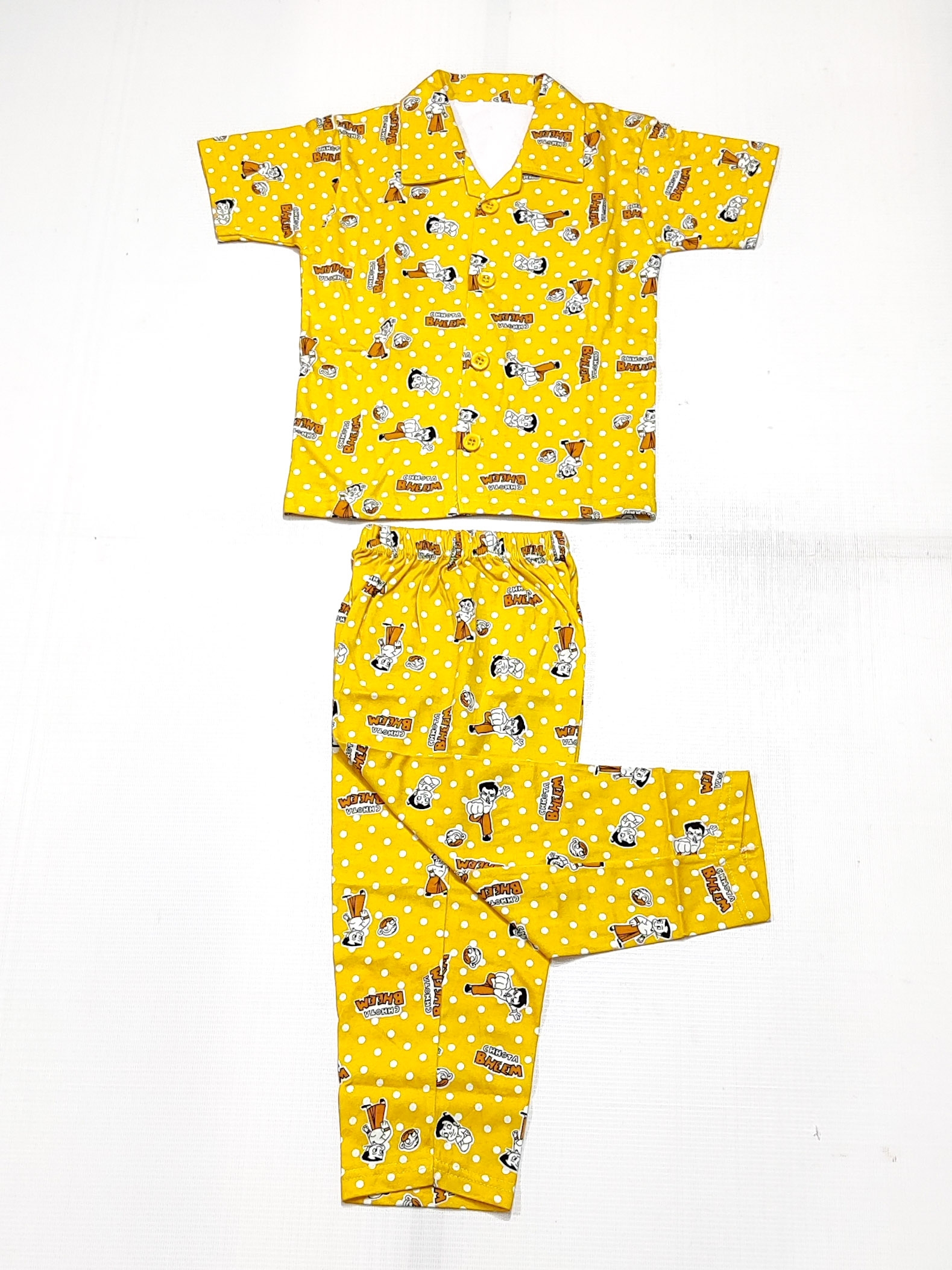 AAAKAR | Stylish Boy's Yellow Graphic Printed Shirt And Pyjama Set