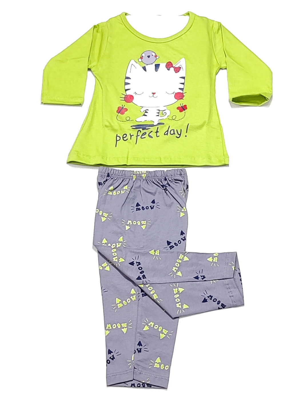 AAAKAR | Girl's Green Stylish Graphic Printed Cotton Blend NightSuit Set