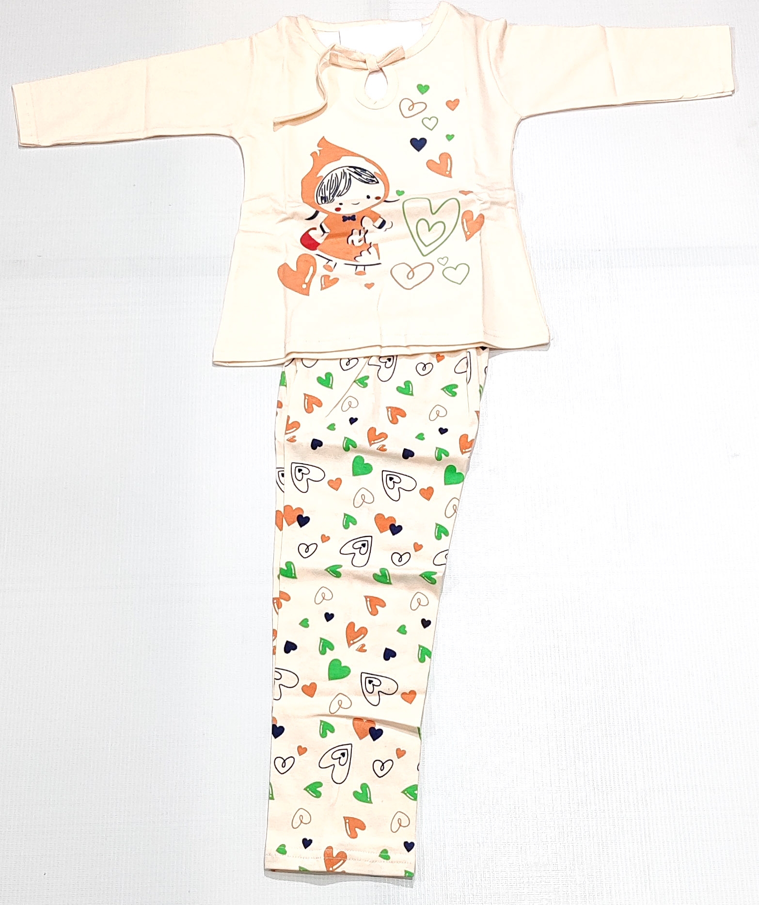 AAAKAR | Girl's Orange Stylish Graphic Printed Cotton Blend NightSuit Set
