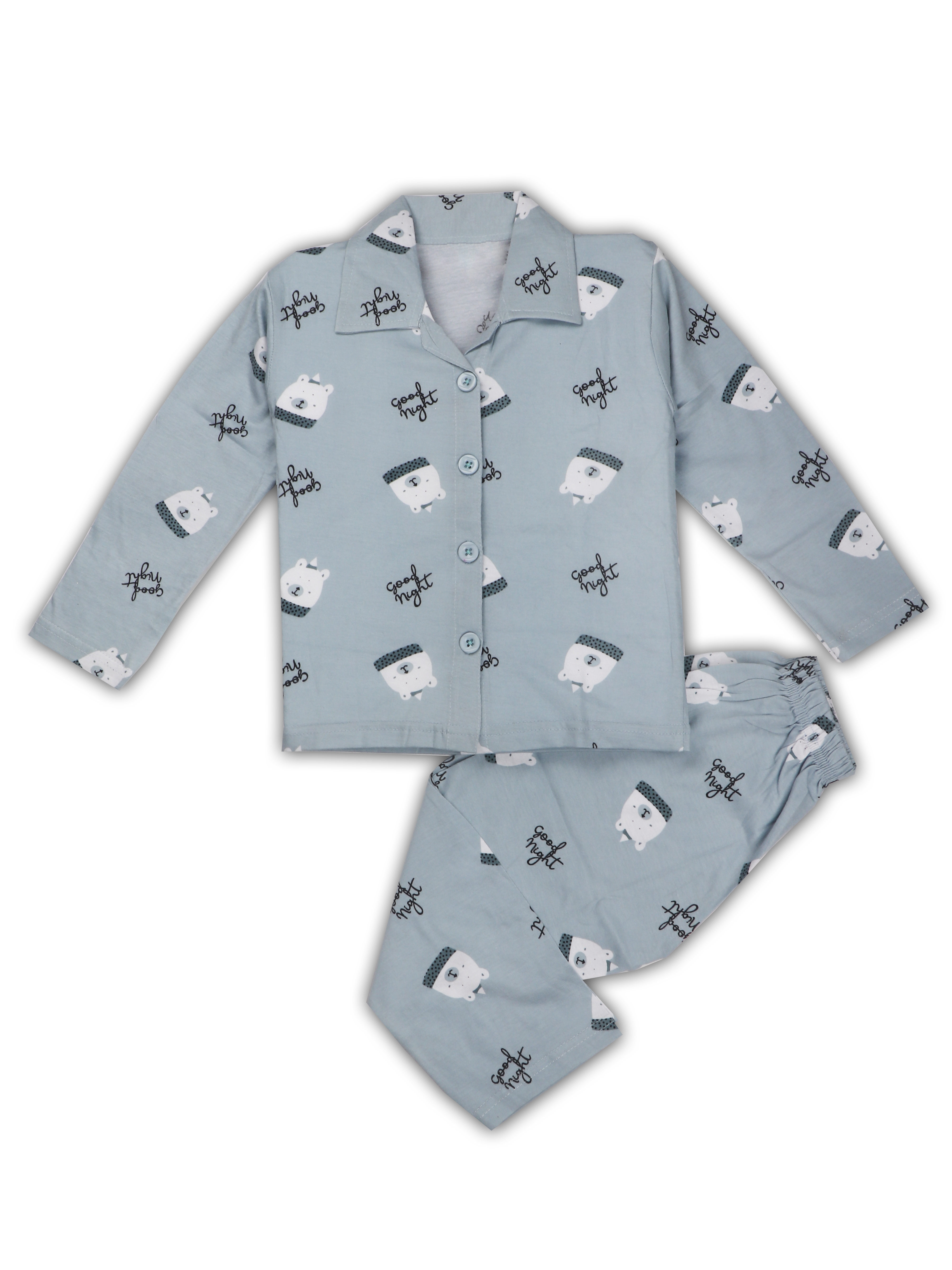 AAAKAR | Aaakar Grey All Over Print Animal Full Sleeves Night Suit 