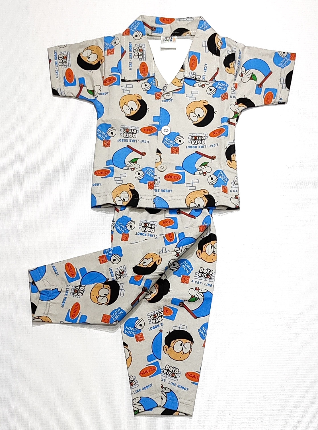 AAAKAR | Grey Stylish Doraemon Printed Top and Pyjama Set