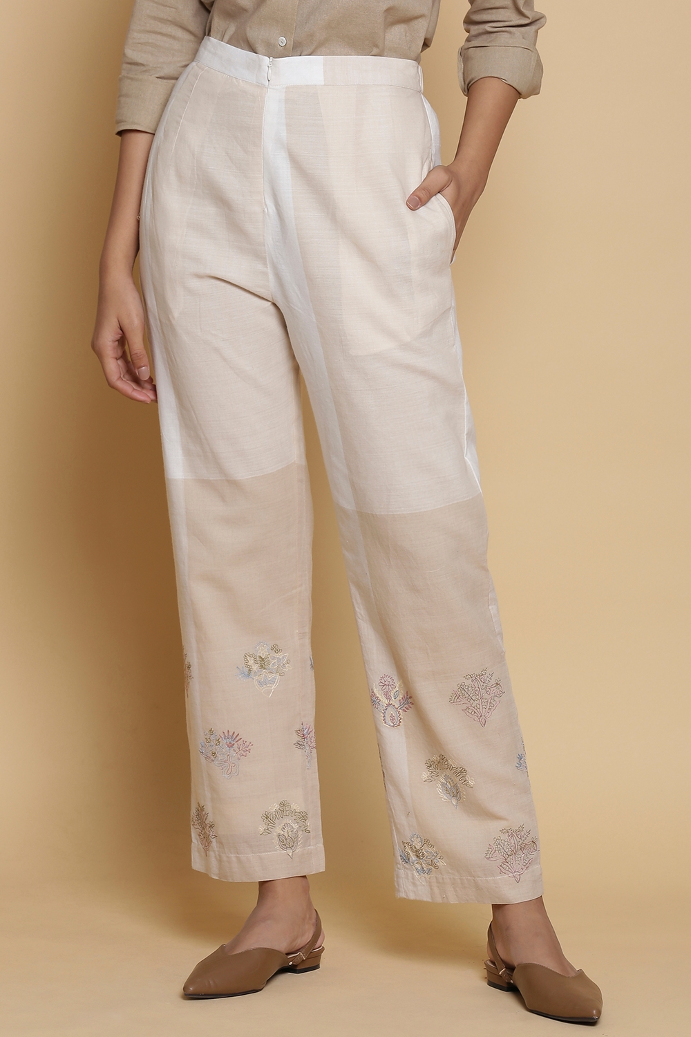 ABRAHAM AND THAKORE | PANT WITH BOTTOM EMB.