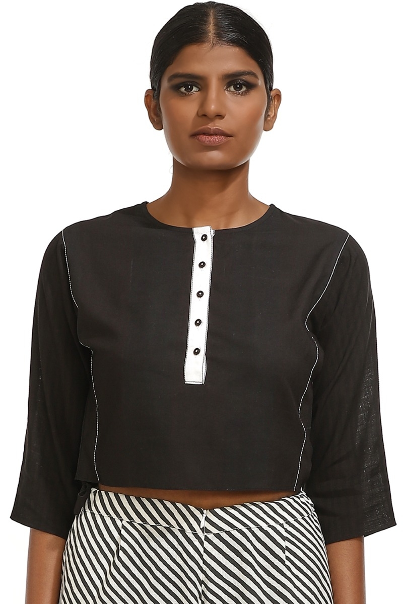 ABRAHAM AND THAKORE | Crop Top Contrast Placket