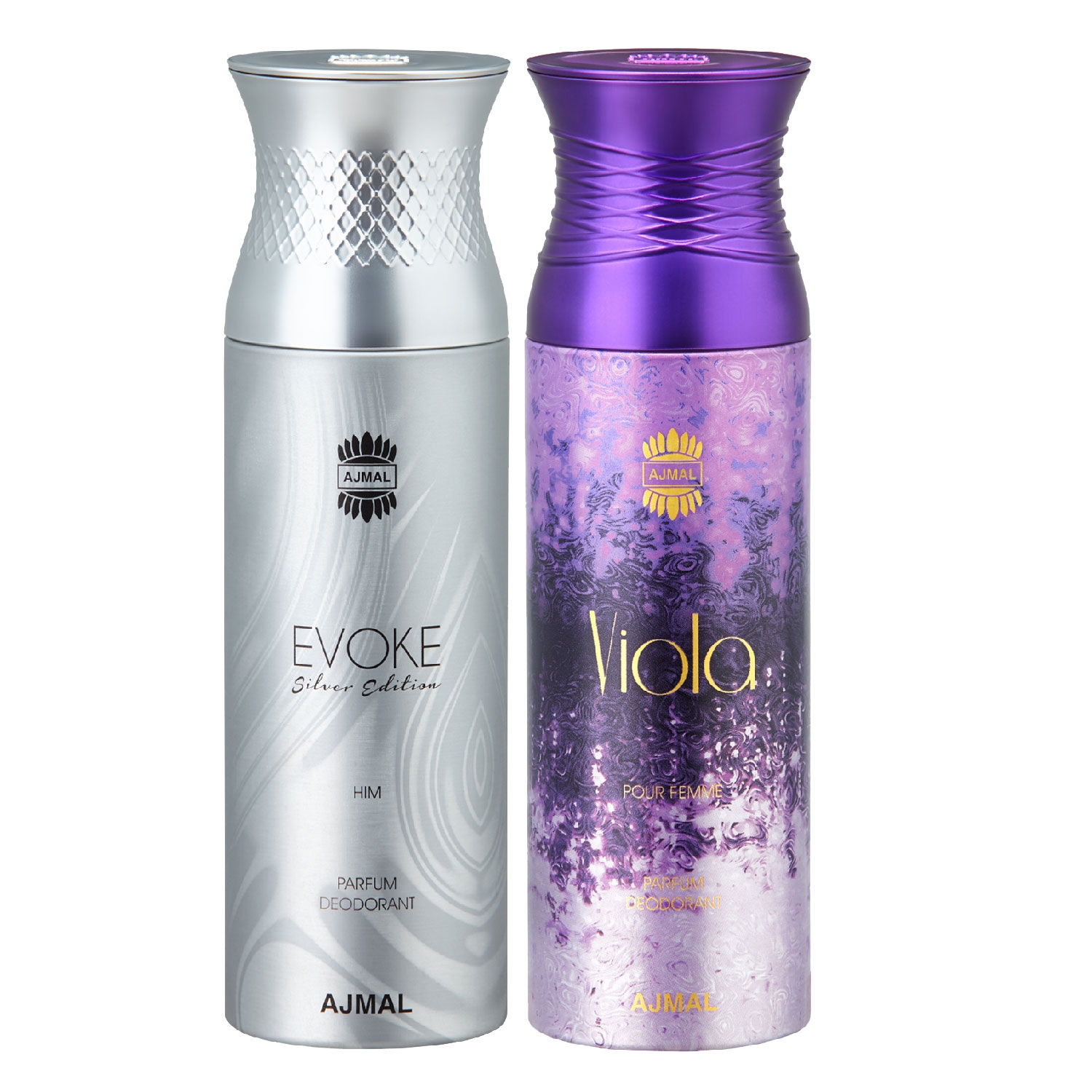 Ajmal | Ajmal EvokeSilverHim & Viola Deodorants Gift For Men & Women (200 ml, Pack of 2)
