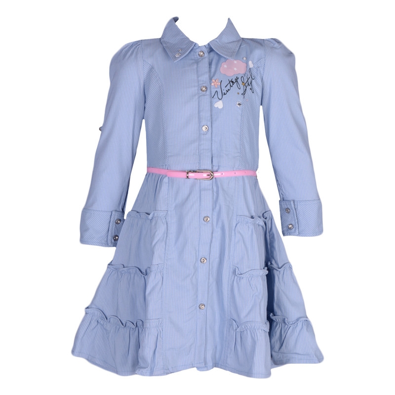 Albion | ALBION GIRLS UPPER PINK RIBBON FROCK SKY