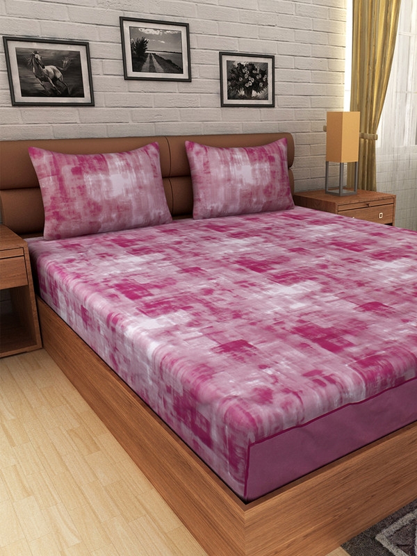 Albion Multi Color Printed Double Bed Sheets With Pillow Cover