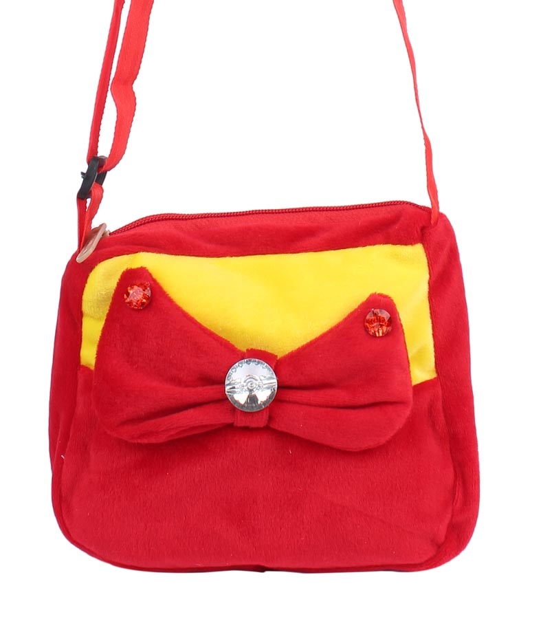 Aliado | Aliado Faux Fur Red and Yellow  Coloured Zipper Closure Sling Bag