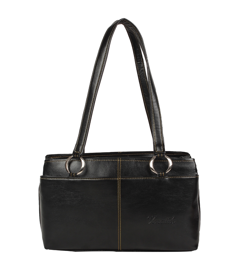 Aliado | Aliado Faux Leather Solid Black Zipper Closure Formal  Handbag