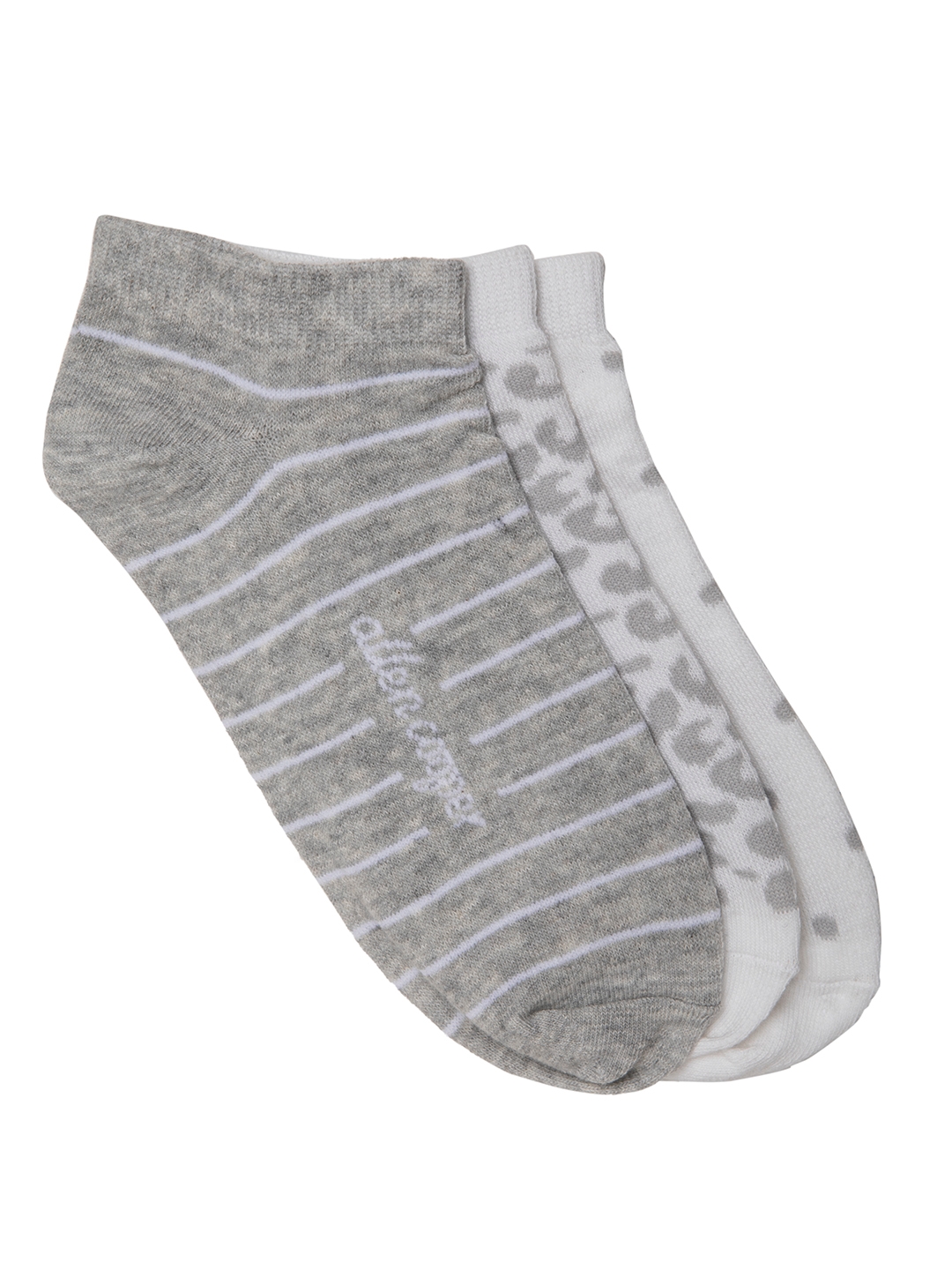 Allen Cooper | Allen Cooper Grey and White Pack of 3 Ankle Socks For Men