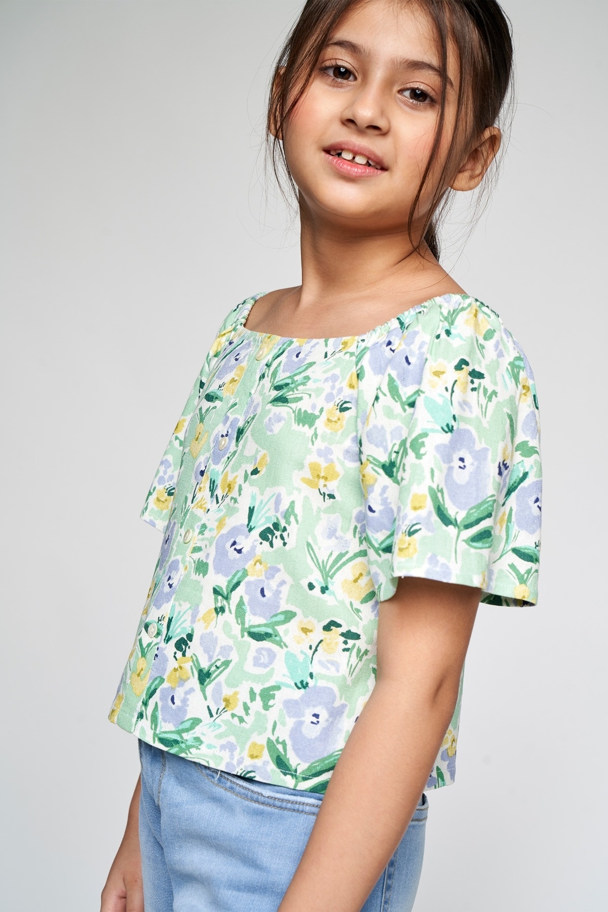 AND | Sage Green Floral Straight Top