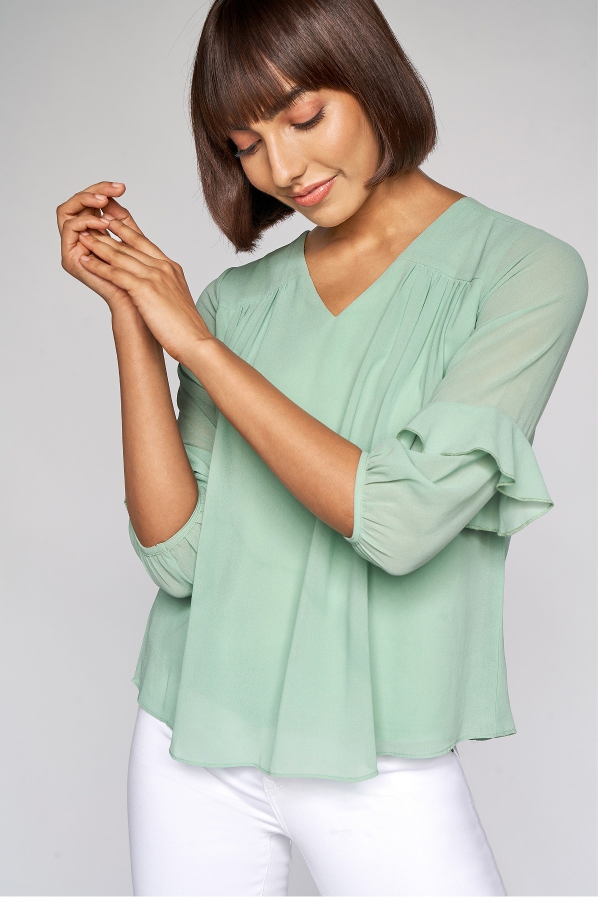 AND | Sage Green Solid A-Line Top