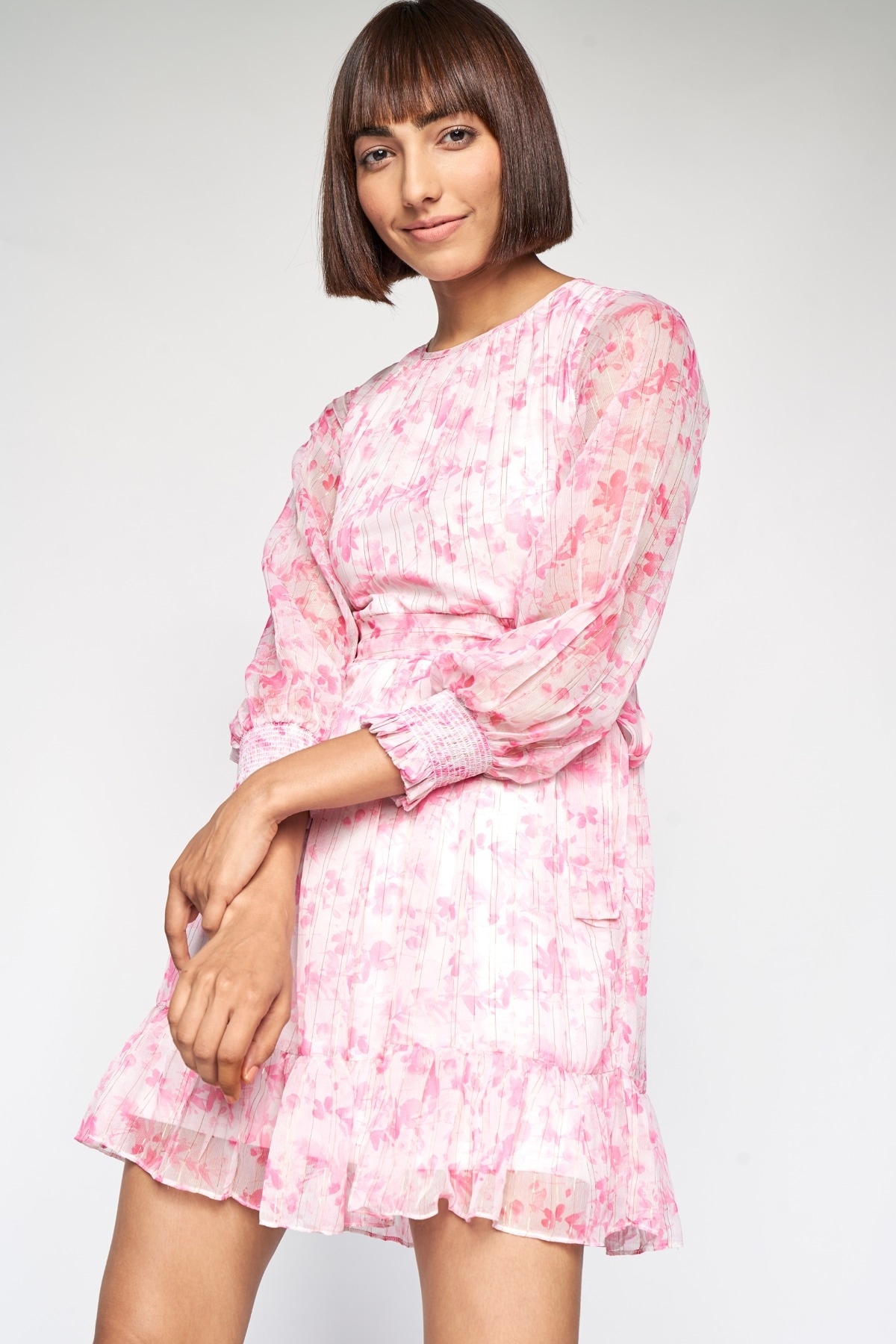 AND | Pink Floral Fit and Flare Dress