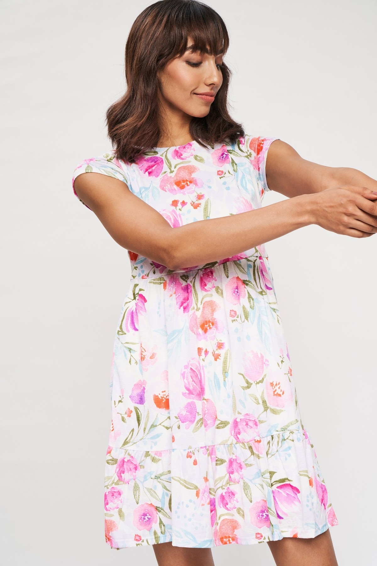 AND | Multi Color Floral Printed Fit And Flare Dress