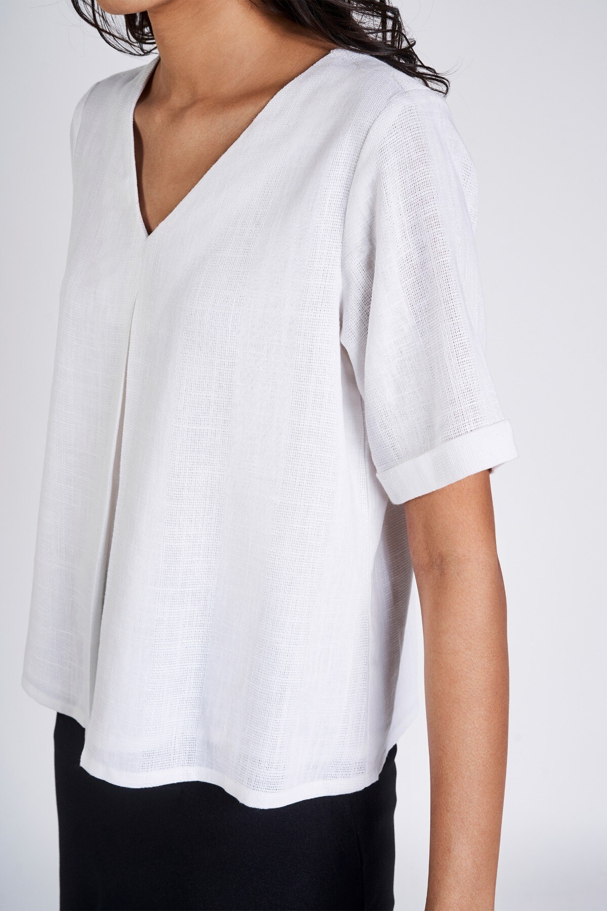 AND | White Solid A-Line Top