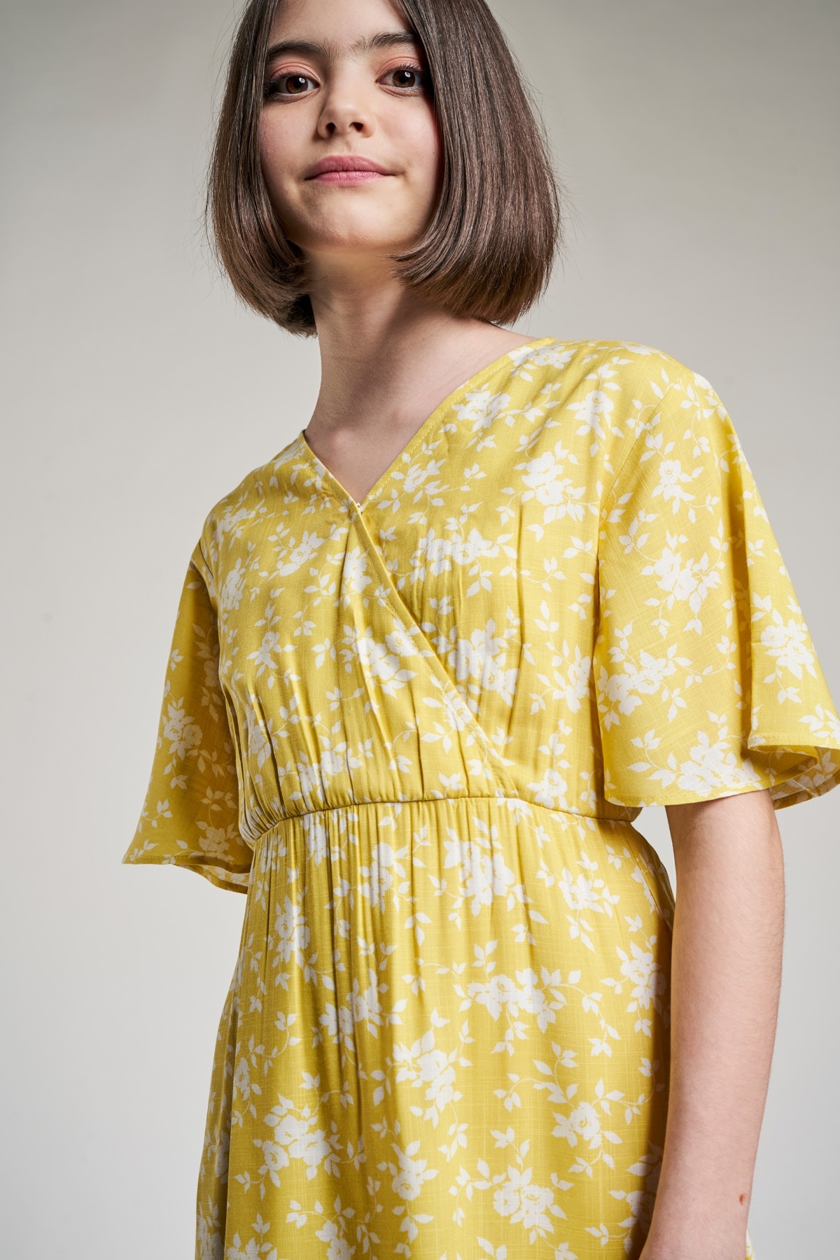 AND | Yellow Floral Printed Fit And Flare Dress