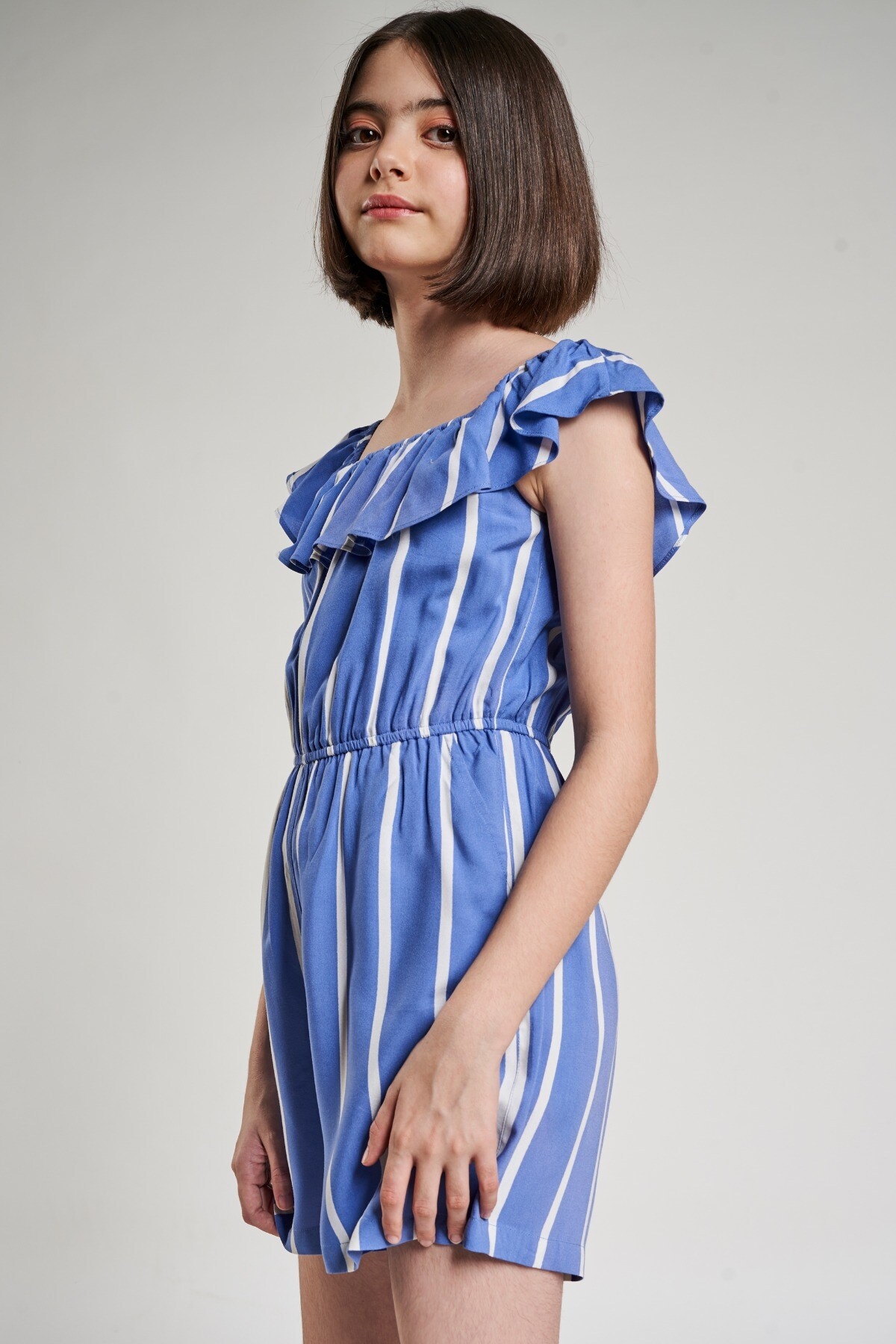 Blue Striped Printed Fit And Flare Jumpsuit