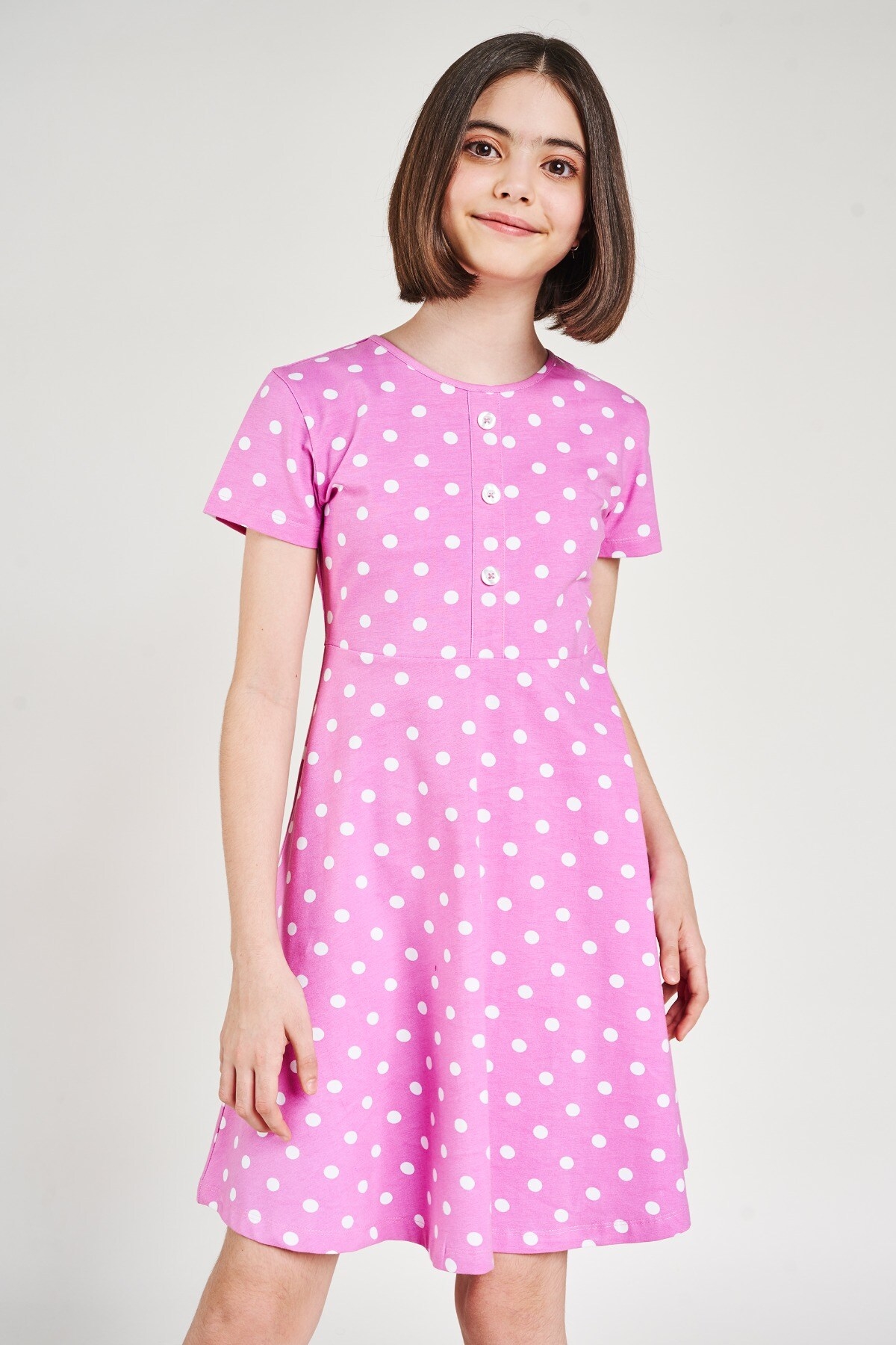 AND | Lilac Polka Dots Printed Fit And Flare Dress
