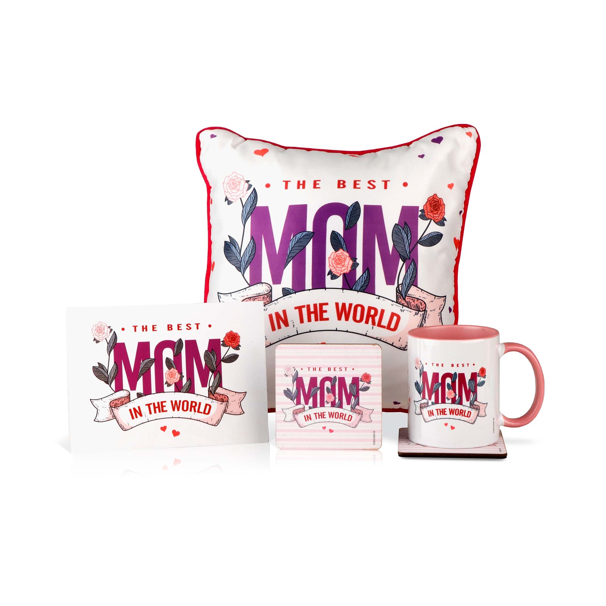 Archies | Archies Mother's day combo gift pack MUG CUSHION COASTER GREETING CARD WITH envelope