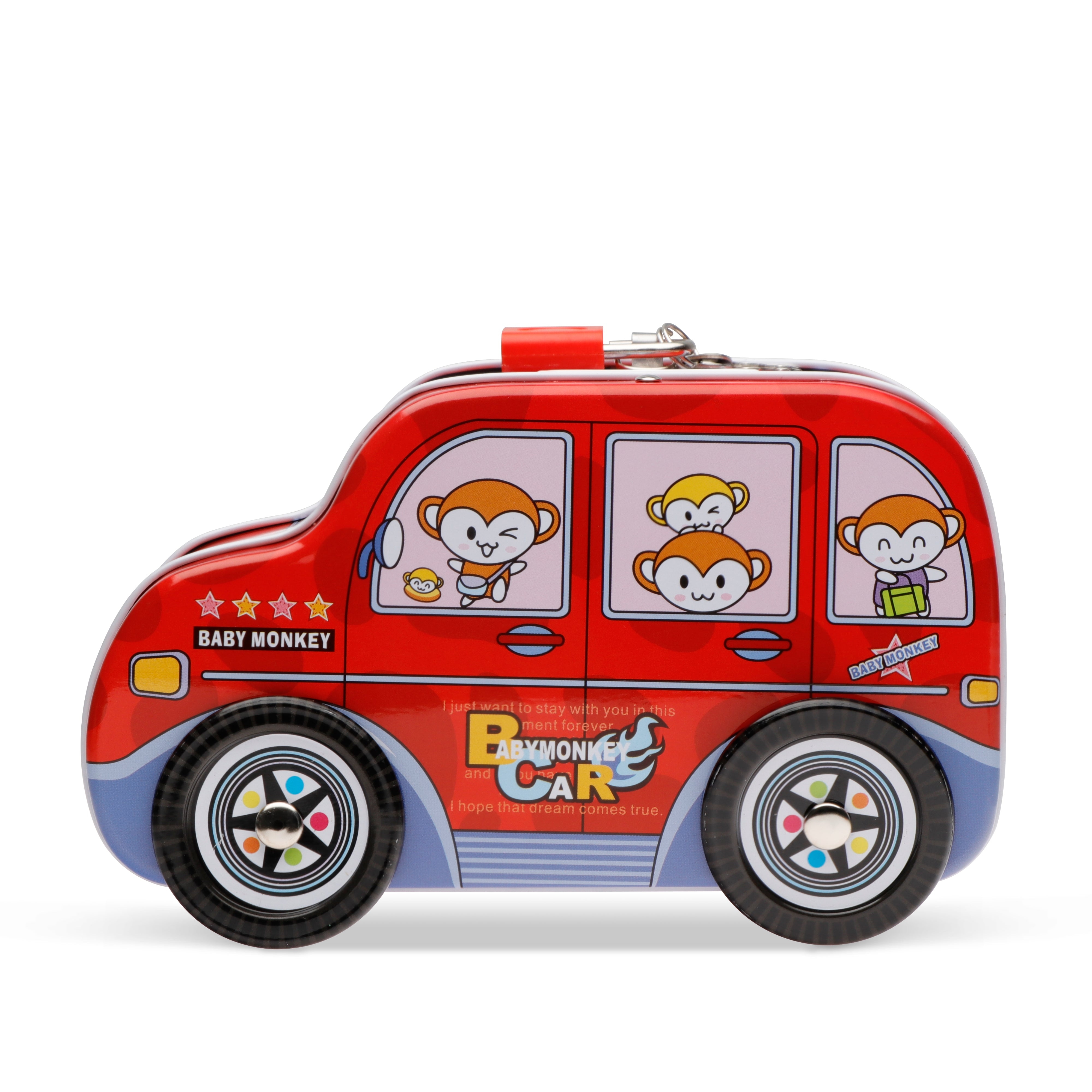 Archies | Archies Piggy Bank van Shaped Coin Box with Moving Wheel for Kids, Coin Bank, Money Bank, Piggy Bank for Kids Boys and Girls, with Lock-Red